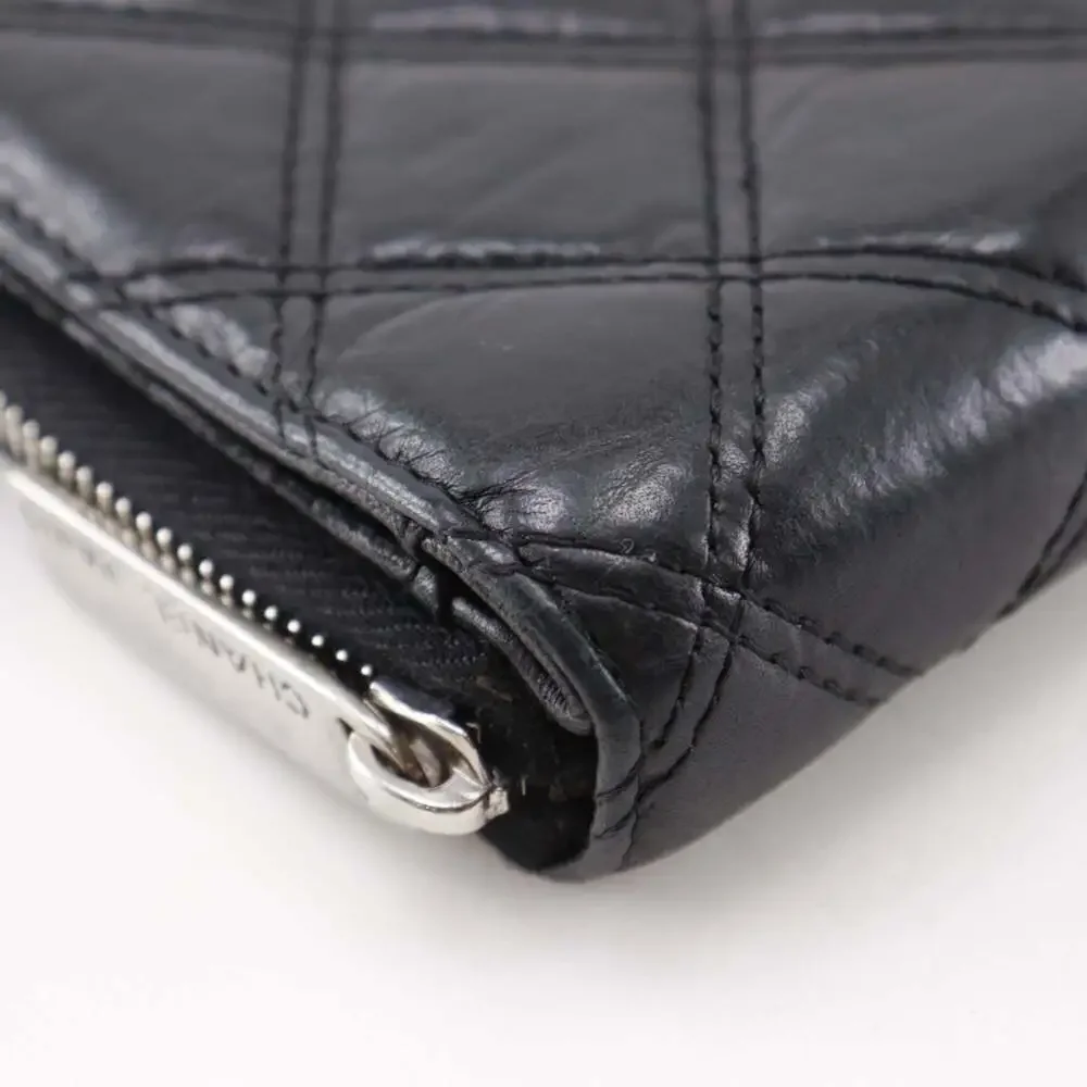 CHANEL Black Lambskin Leather Wallet